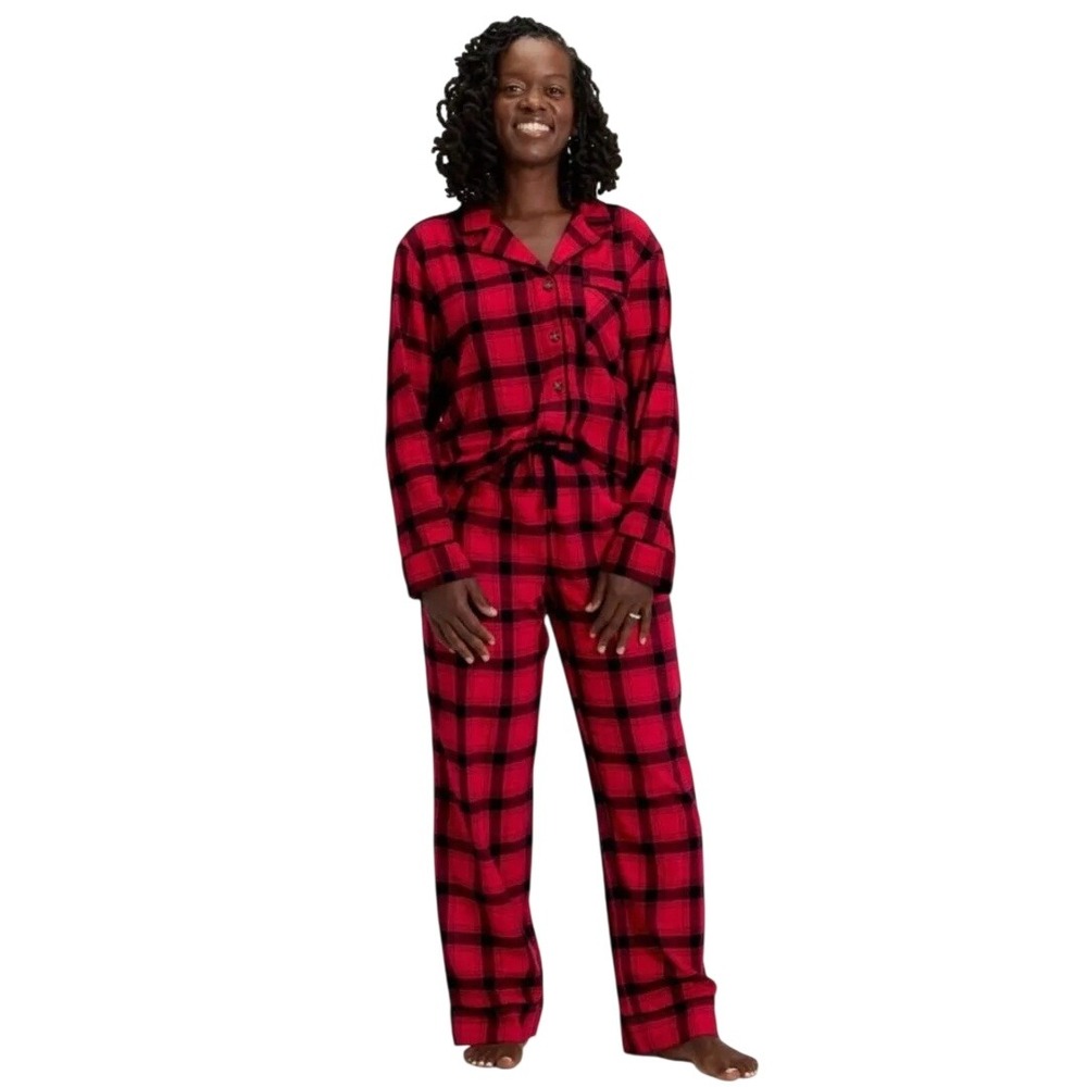 Wondershop Women's Red Long Sleeve Plaid 2-Piece Family Sleep Set Size XXL